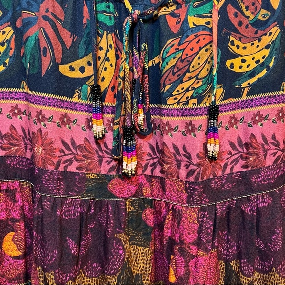 #63 FARM RIO MIXED PATCHWORK MIDI DRESS $265 Bohemian Multicolor Maxi Dress - Picture 6 of 12